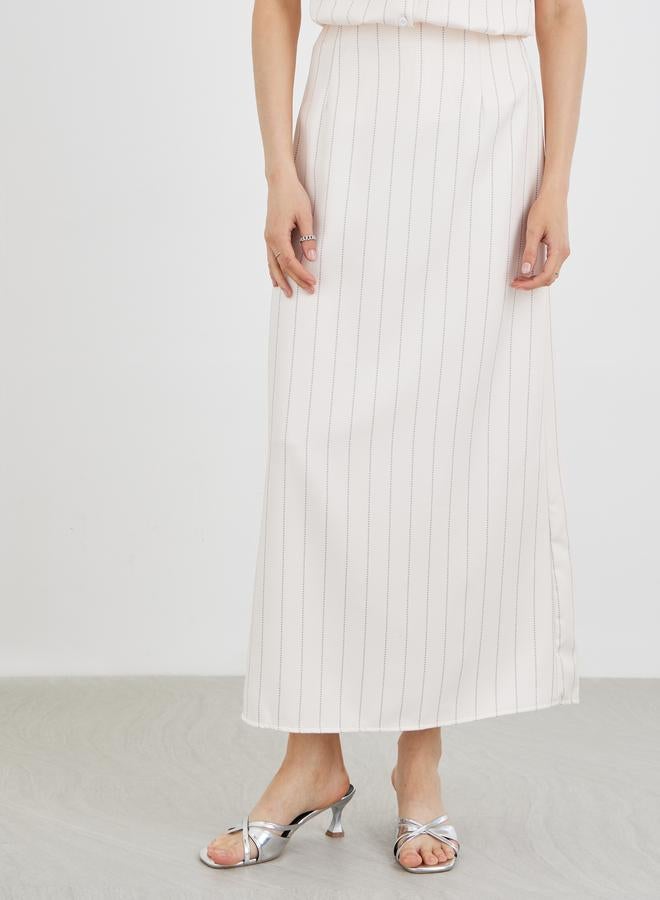 تايك تو طقم قميص بياقة مخططة وتنورة ماكسي - Image 4