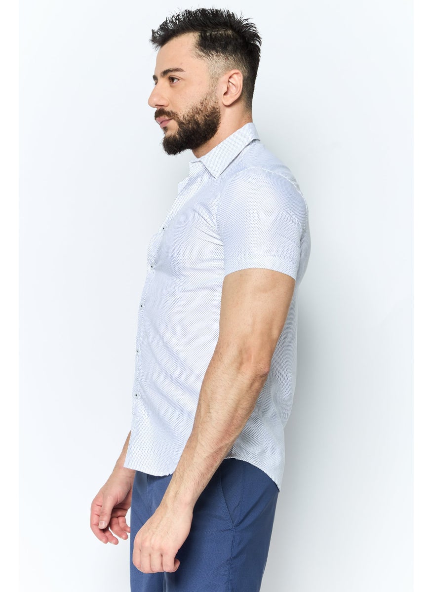 Modern Culture Men Regular Fit Allover Print Short Sleeves Casual Shirt, White  - Image 3