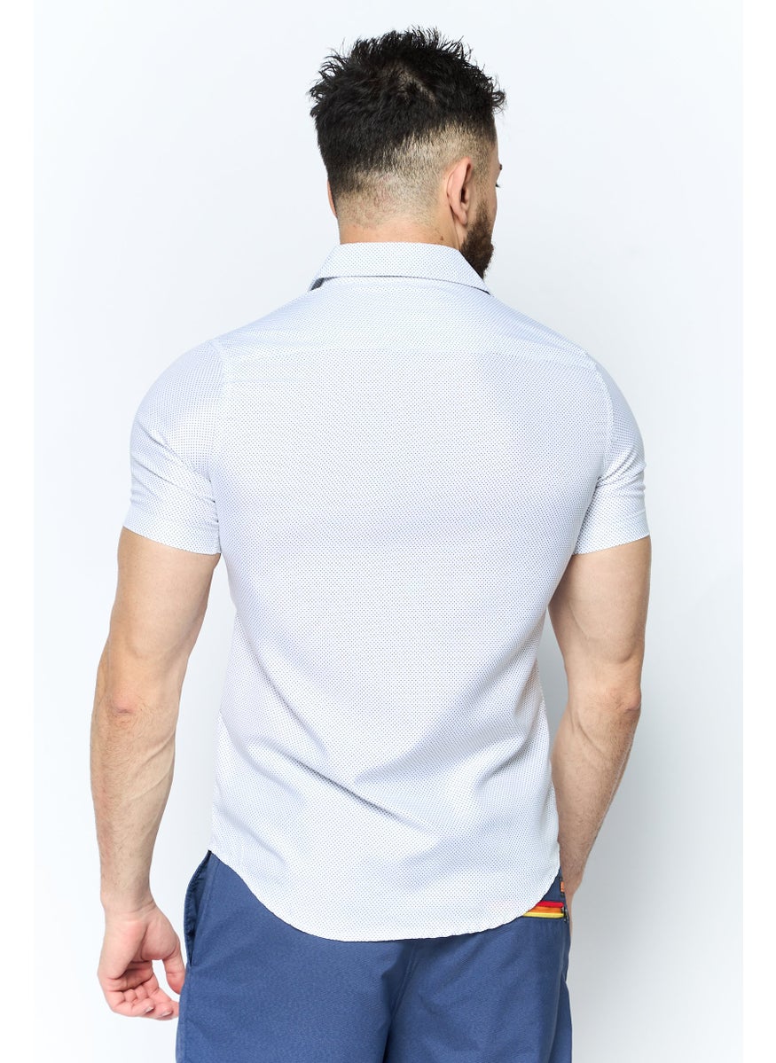 Modern Culture Men Regular Fit Allover Print Short Sleeves Casual Shirt, White  - Image 4