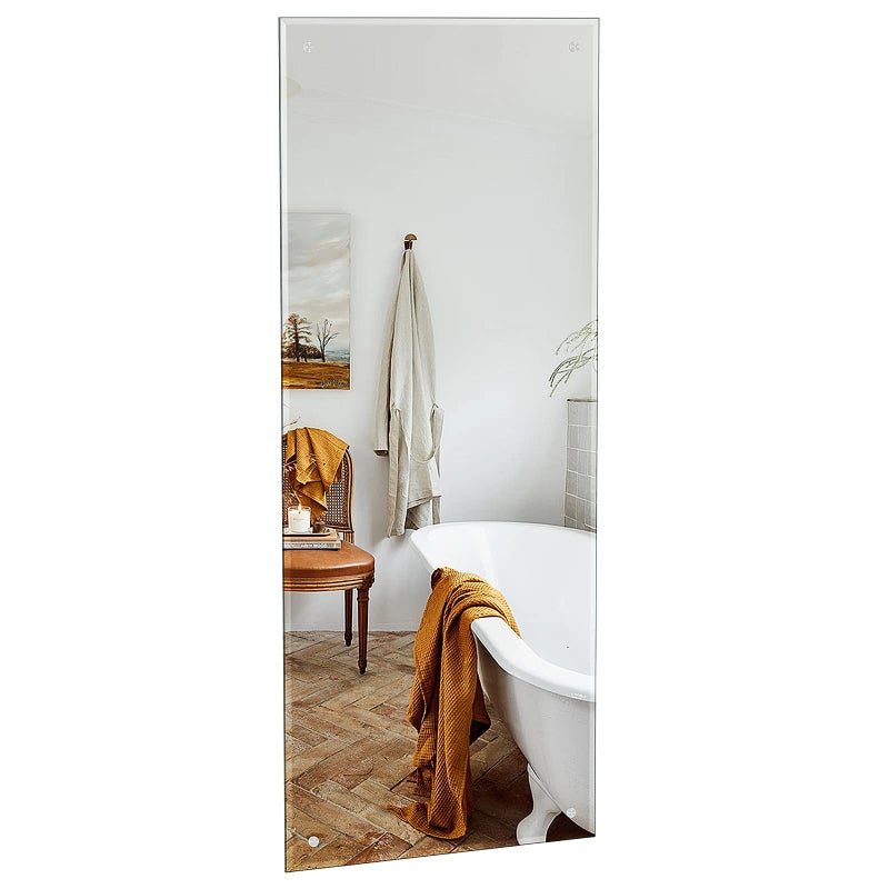 Dripex 110 x 45cm Frameless Rectangle Mirror Wall Mounted Bathroom Mirror with Bevelled Edge  PreDrilled Holes Horizontal or Vertical Hanging for Dressing Room Bedroom Living Room