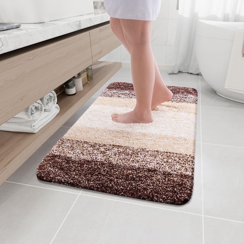 Arotive Microfiber Bathroom Rugs Shaggy Soft and Absorbent Bath Rug NonSlip Thick Plush Machine Washable Dry Bath Mats for Bathroom Tub and Shower 36x24 Brown