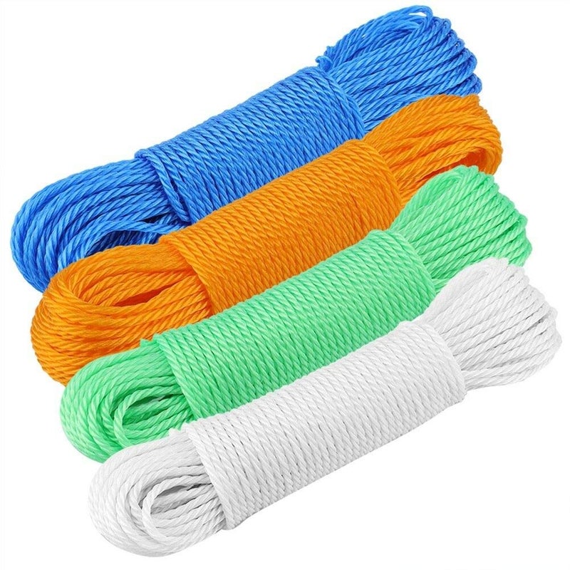 10mtr to 60mtr Clotheslines 10mm Thickness Cloth Rope Nylon Rope Pack of 1 Multi Color 10mm x 60meter