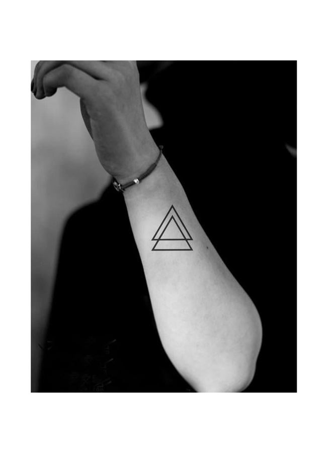 Oottati Small Cute Temporary Tattoo Wrist Geometric Triangles (Set of 2) - Image 3