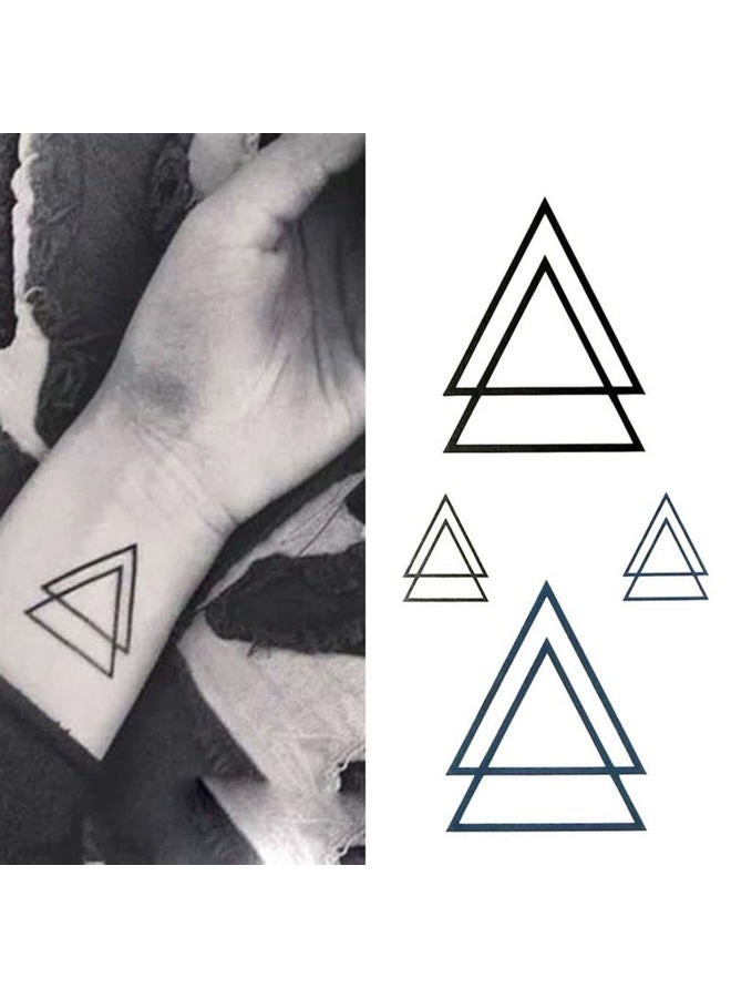 Oottati Small Cute Temporary Tattoo Wrist Geometric Triangles (Set of 2) - Image 2