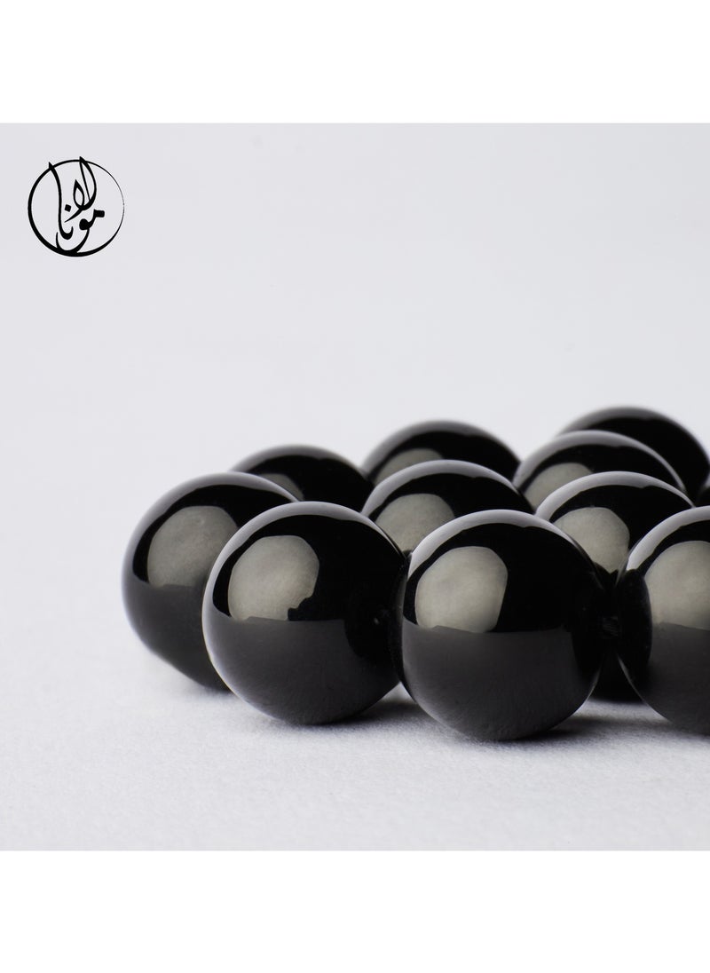 Mawlana - brayer beads Rosary Plain Black Agate (Onyx) 100 beads - Image 1