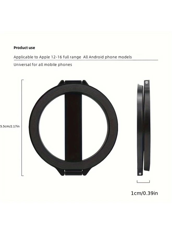 Black Magnetic Phone Ring Holder 360 Rotating Double Sided Grip Stand for iPhone Android - Image 2