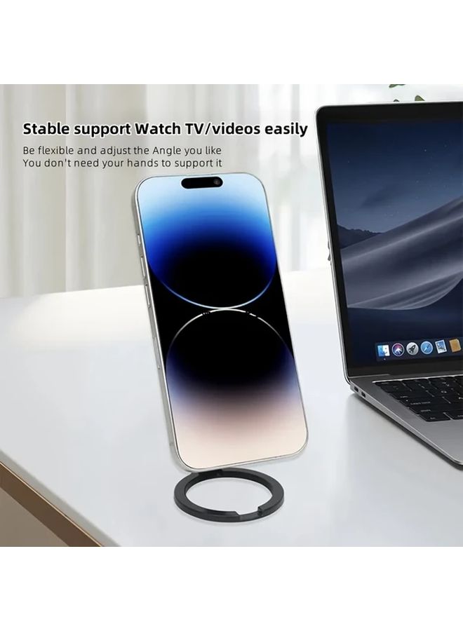 Black Magnetic Phone Ring Holder 360 Rotating Double Sided Grip Stand for iPhone Android - Image 5