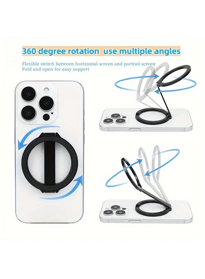 Black Magnetic Phone Ring Holder 360 Rotating Double Sided Grip Stand for iPhone Android - Image 3