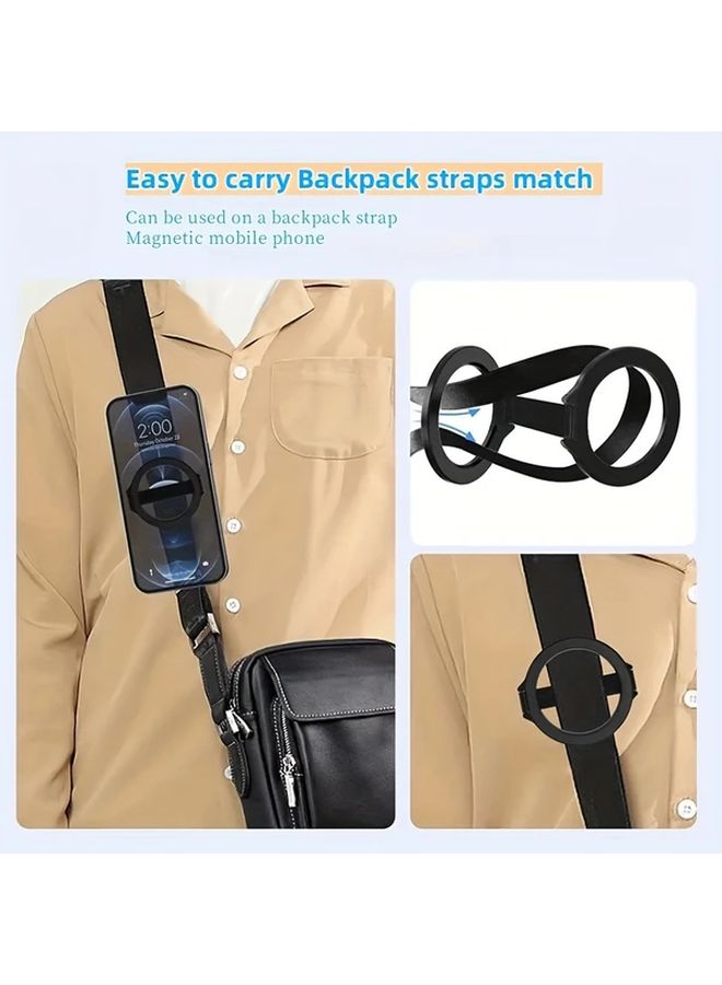 Black Magnetic Phone Ring Holder 360 Rotating Double Sided Grip Stand for iPhone Android - Image 4