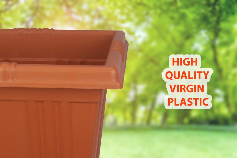 Halsey Square Flower Pots for Indoor/Outdoor/Living Room/Bedroom Balcony (Pack of 4) Modern Design Durable Plastic Plant Pot for Gardening (Without Plates, X-Large) - Image 4