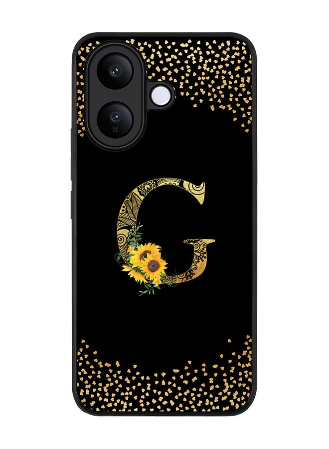 For vivo V60 Lite 5G / V60 Lite 4G Case,Slim fit Camera Protection, Shockproof Thin Phone cover  - Custom Floral Monogram - G ( Black )