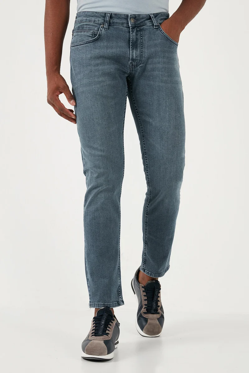 بوراتي Stretch Cotton Regular Fit Normal Waist Straight Leg Jeans Men's Jeans 2210S02PARMA