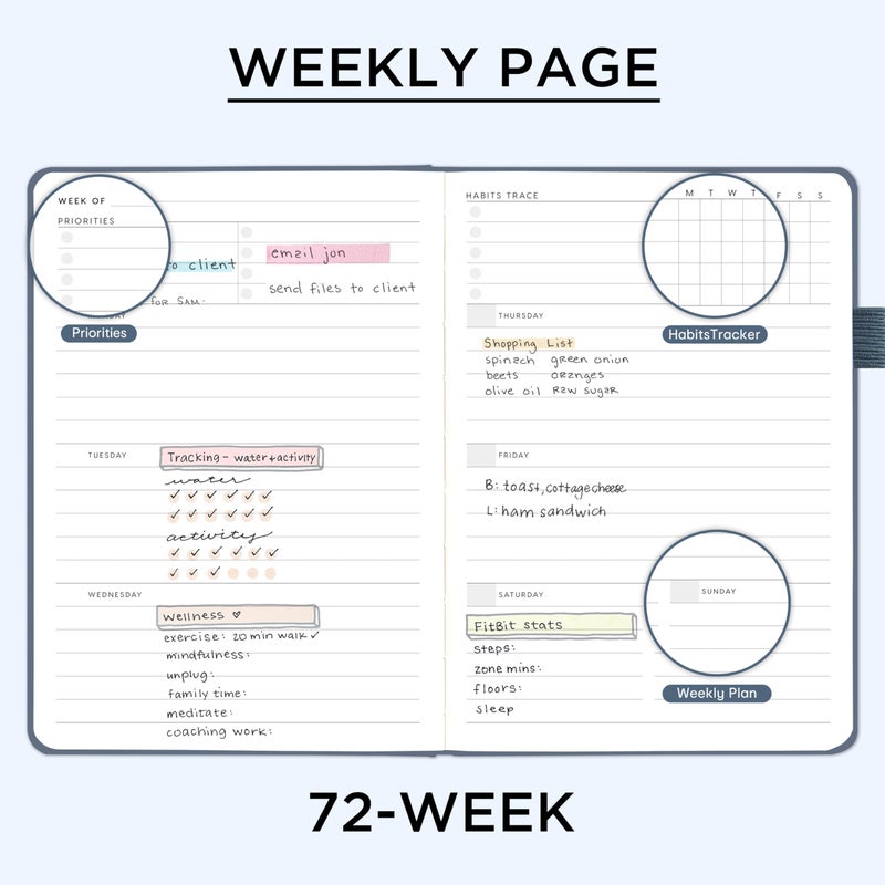 &And Per Se And Per Se Undated Planner â€“ A5 Weekly & Monthly Goal Planner for 72 Weeks (1.5 Years) â€“ Hardcover with Monthly Tab Stickers, Back Pocket & Habit Tracking (Stardust Blue) - Image 3