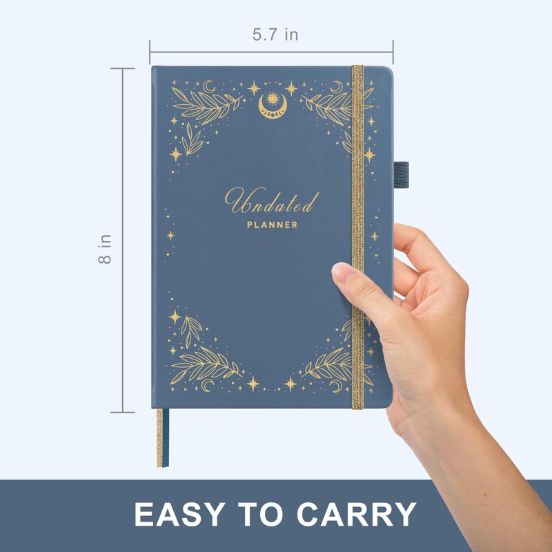&And Per Se And Per Se Undated Planner â€“ A5 Weekly & Monthly Goal Planner for 72 Weeks (1.5 Years) â€“ Hardcover with Monthly Tab Stickers, Back Pocket & Habit Tracking (Stardust Blue) - Image 2