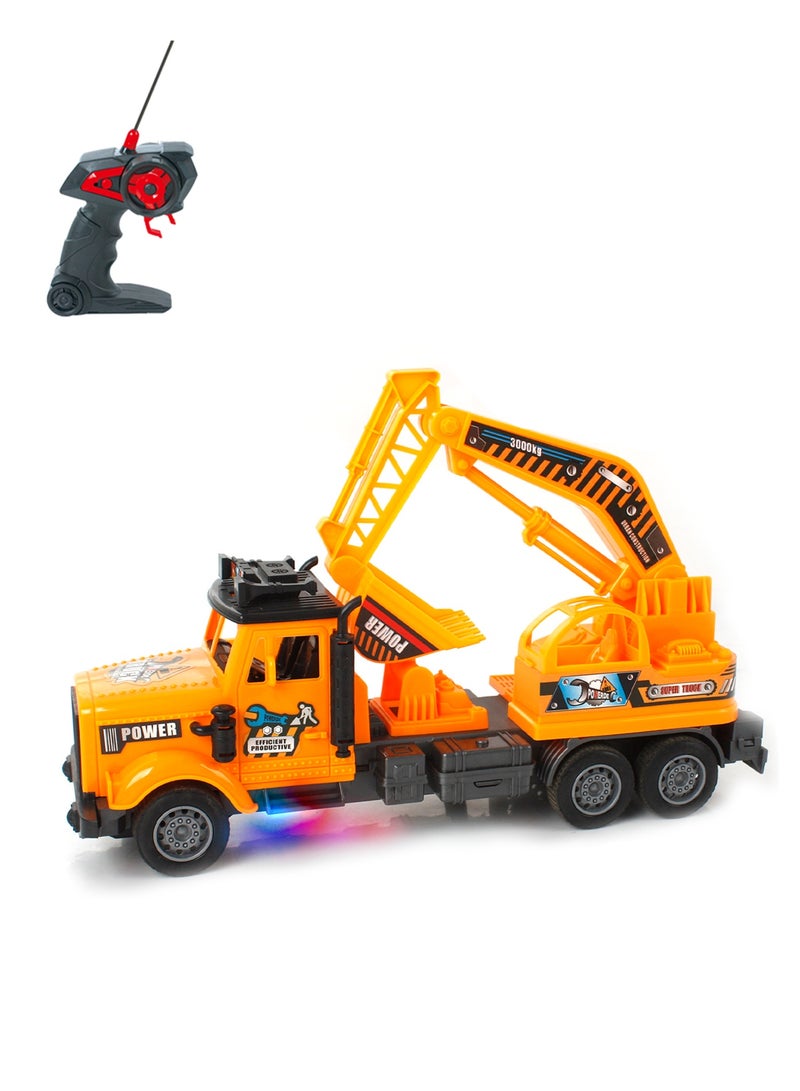 Remote Control Construction Crane Truck – 1:16 Scale RC Excavator with Lights, USB Charger – 27MHz Full-Function Super Truck Wright Toy - Image 1