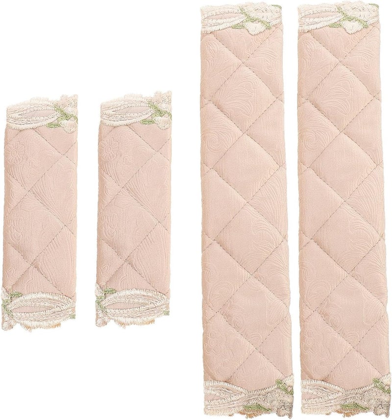 VERDANVERSE 4pcs Quilted Refrigerator Handle Covers, Thickened Padded Appliance Handle Protectors, Tea Color Long and Short Sets for Kitchen Fridge and Oven Door Use - Image 1