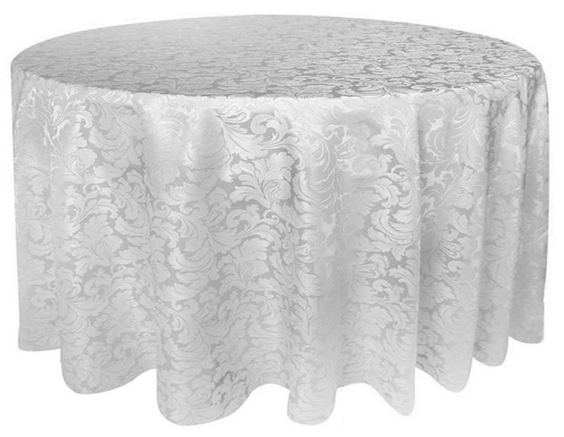 Tektrum Heavy Duty 90 inch Round Damask Jacquard Tablecloth Table Cover  WaterproofSpill ProofStain ResistantWrinkle Free  Great for Banquet Parties Dinner Restaurant Wedding White