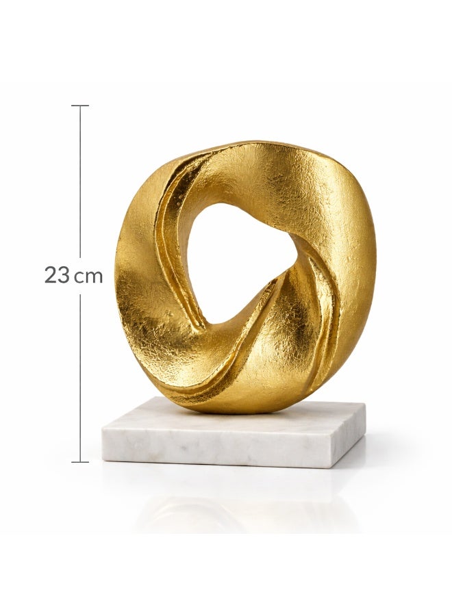 Handmade Gold Abstract Sculpture with Marble Base, Modern Decor Accent - Image 4