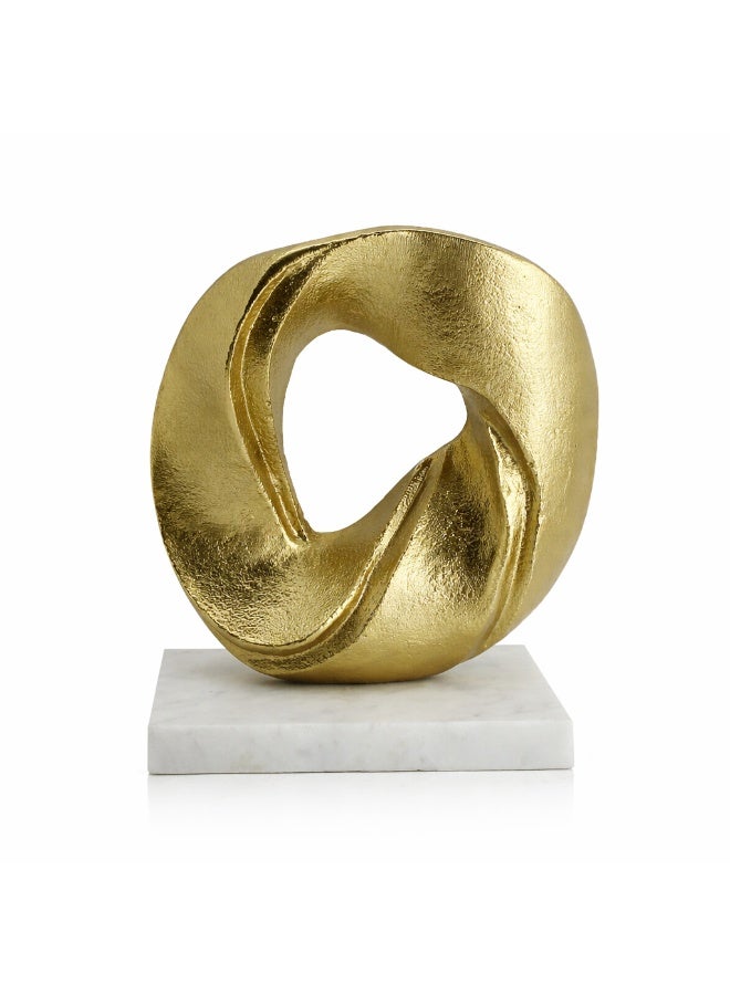 Handmade Gold Abstract Sculpture with Marble Base, Modern Decor Accent - Image 5