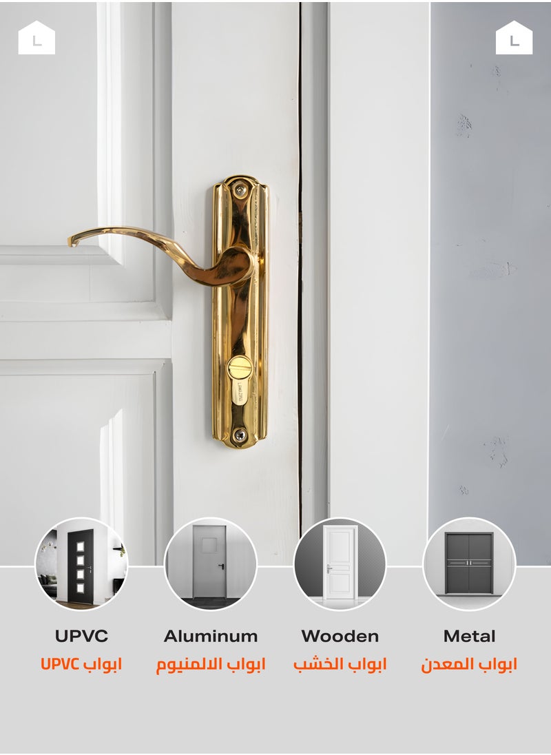 LAWAZIM Thumbturn Cylinder Lock with Handle Set of 3 -60mm, Gold - Steel Keyless and Latch Operation for Interior Doors, Bathrooms, Wooden, Metal Doors with Anti-Snap, Anti-Pick, Anti-Drill Protection  - Image 5