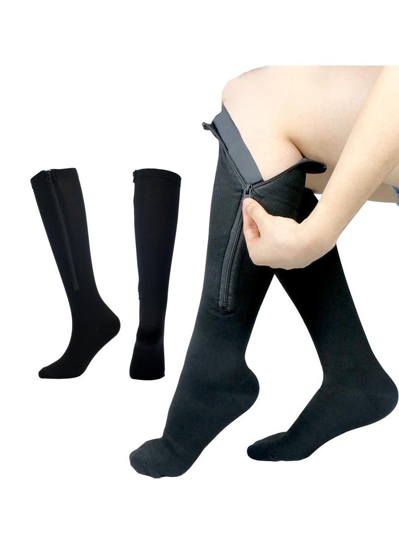 Sweet seven Closed Toe 30-40 mmHg Compression Socks - Extra Firm Support for Leg Swelling, Black, Size L/XL - Image 1