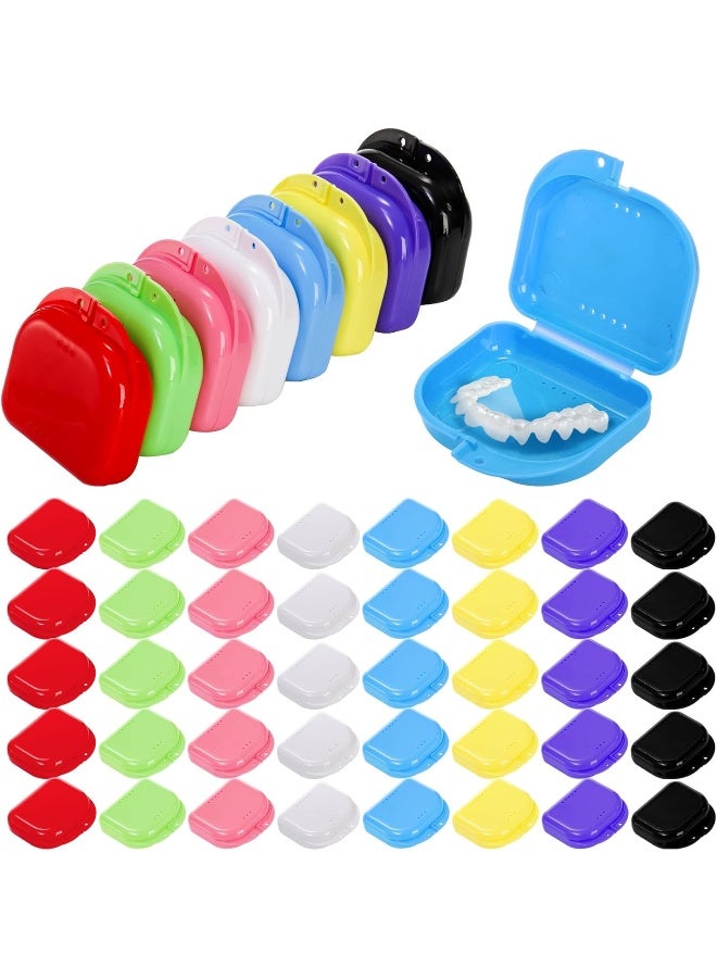 ZENFUN 40 Packs Retainer Case, Mouth Guard Case Denture Case Bulk, Slim Aligner Case with Vent Holes, Assorted Denture Storage Container for Night Guards, Individually Sealed - Image 1