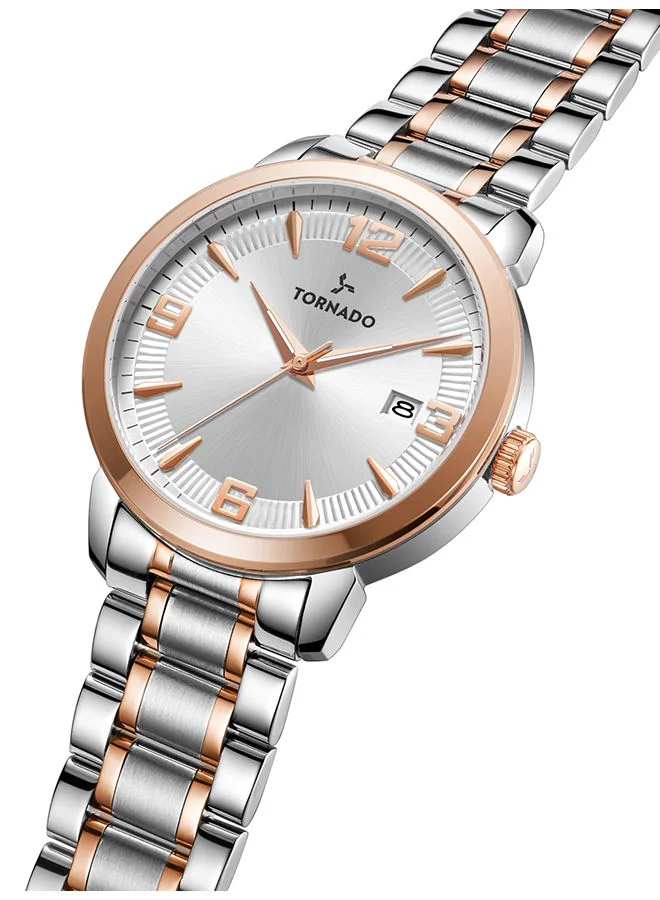 تورنيدو Men's Analog Sunray White Dial Watch - T9006B-KBKW