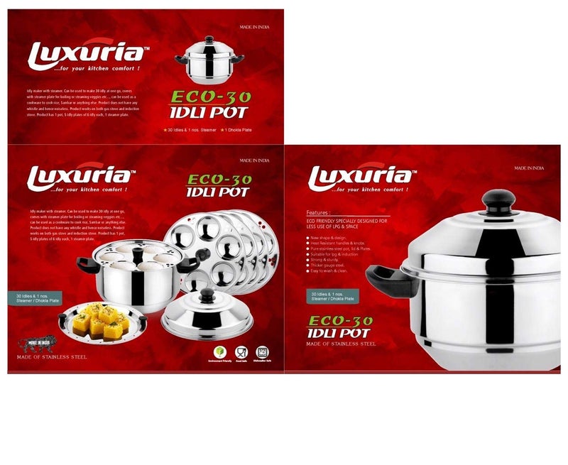 Luxuria Eco 30 Standard Idli Maker- Stainless Steel ( Silver ) - Image 2