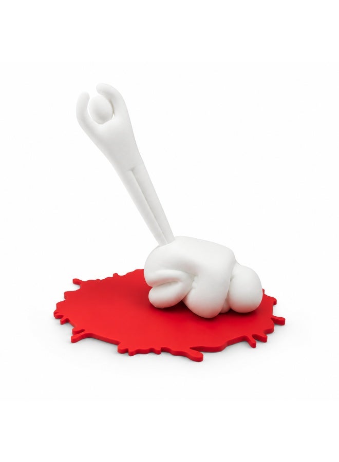 NAYATOPIA Meccha Chameleon Pen Holder with Red Splash Base, BIC-Compatible Decorative Desk Accessory, White and Red - Image 2