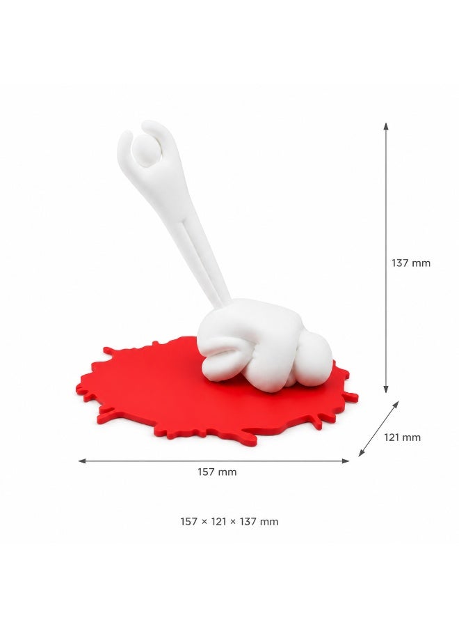 NAYATOPIA Meccha Chameleon Pen Holder with Red Splash Base, BIC-Compatible Decorative Desk Accessory, White and Red - Image 1