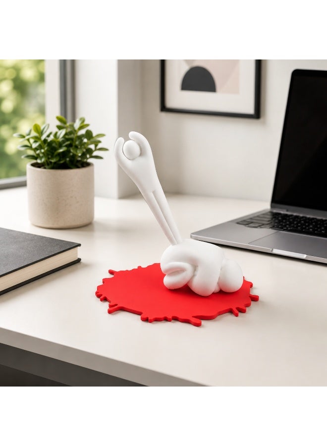 NAYATOPIA Meccha Chameleon Pen Holder with Red Splash Base, BIC-Compatible Decorative Desk Accessory, White and Red - Image 4