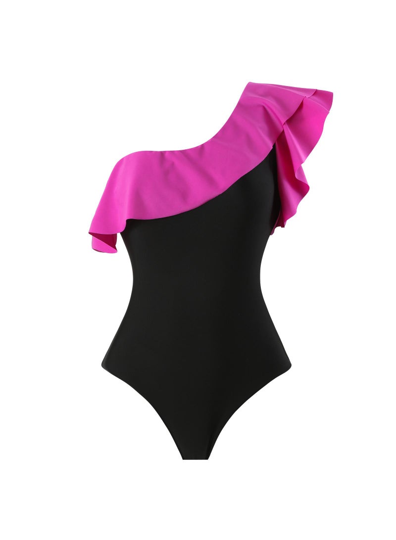 Y&D 2-Piece Women One Shoulder Swimsuit with Skirt Holiday Beach Dress Female Retro Swimwear Vintage Surf Wear Summer - Image 3