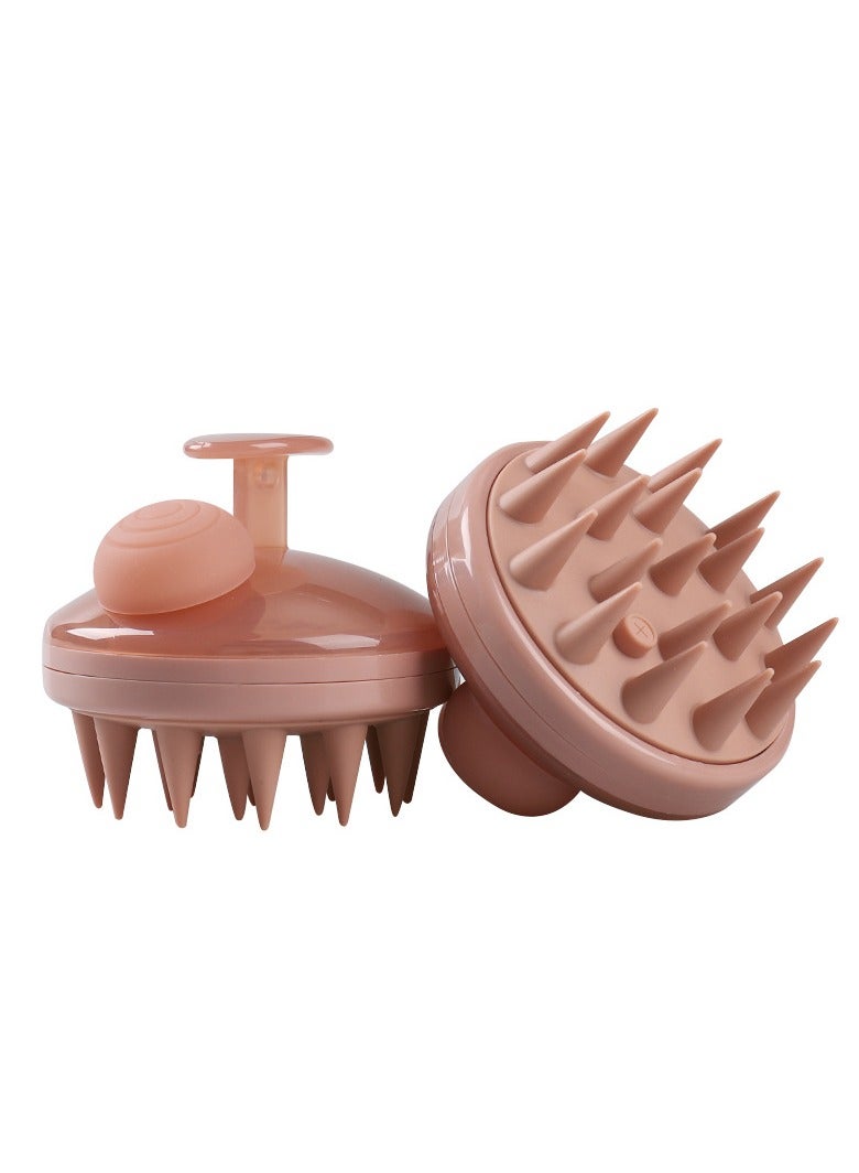 إسكدنيا 【فرشاة شامبو وفرك فروة الرأس مع موزع】- فرشاة تدليك فروة الرأس وتقشير السيليكون للتنظيف العميق وإزالة القشرة ونمو الشعر - أداة استحمام مناسبة للأظافر الطويلة لجميع أنواع الشعر (لون بني فاتح) - Image 1