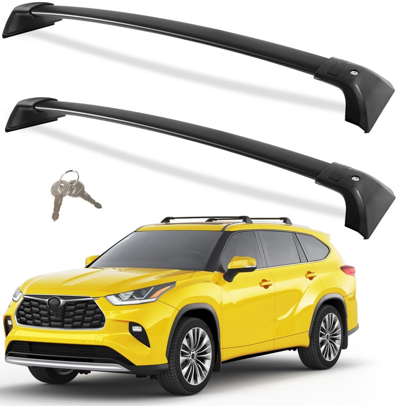 Wonderdriver Lockable Roof Rack Cross Bars 260lbs Fit for Toyota Highlander 2020 2021 2022 2023 2024 2025 XLE Limited Platinum Hybrid Aluminum Crossbars Rooftop Luggage Not for Grand Highlander