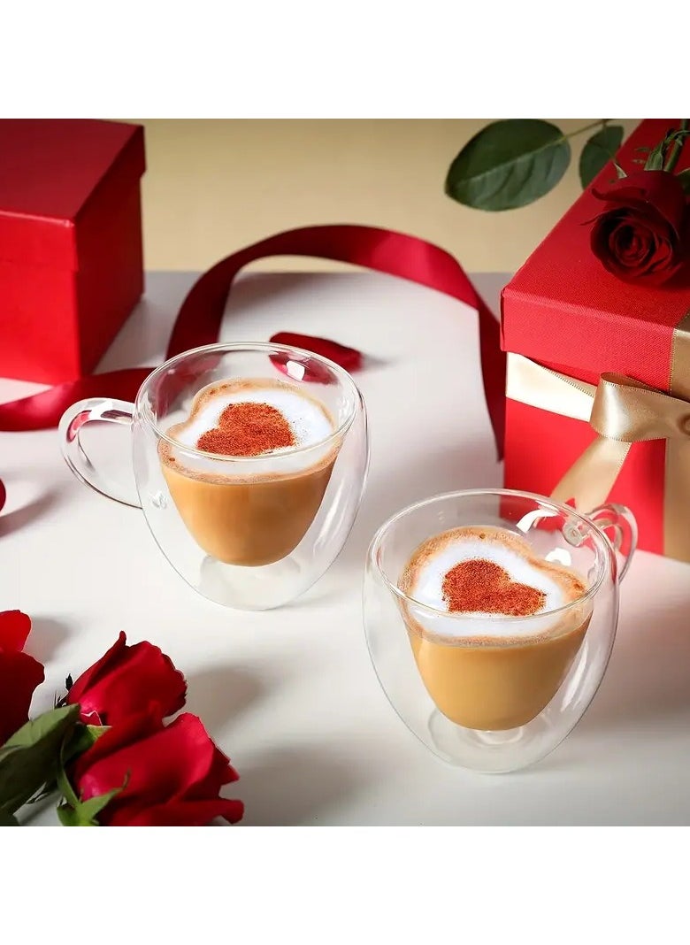 DOOM 2 Double-Layered Borosilicate Glass Cups With An Inner Heart Shap , for Your Own Set and Romantic Gift, Small and Medium size  - Image 1