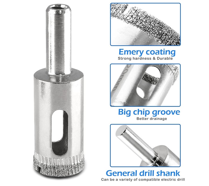 Luomorgo 5Pcs 16mm/5/8 inch Diamond Hole Saw, 1.1 inch Cutting Depth Diamond Drill Bits for Glass Ceramic Marble Porcelain Tile Granite Quartz Gemstone - Image 5