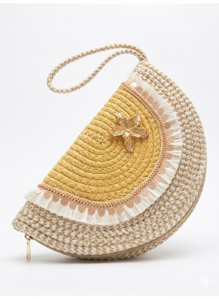 Golden Starfish Straw Clutch Bag - Image 1