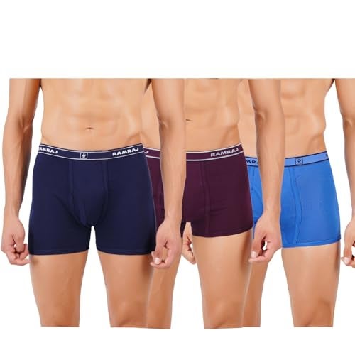 RAMRAJ COTTON Mens Vintrack Trunk Without Pocket Pack of 3 (80) Assorted - Image 1
