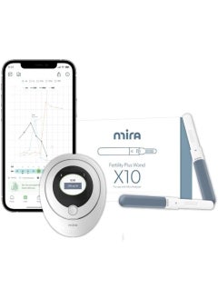 Mira Plus Fertility Monitor & Ovulation Test Kit for Women, Track LH, E3G Hormone Levels, Digital Fertility Tracker + 10 E3G & LH Test Strips, Monitor and Detect Ovulation at-Home with Mira App