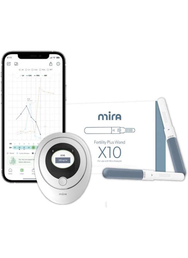 Mira - Mira Plus Fertility Monitor & Ovulation Test Kit for Women, Track LH, E3G Hormone Levels, Digital Fertility Tracker + 10 E3G & LH Test Strips, Monitor and Detect Ovulation at-Home with Mira App - Image 1