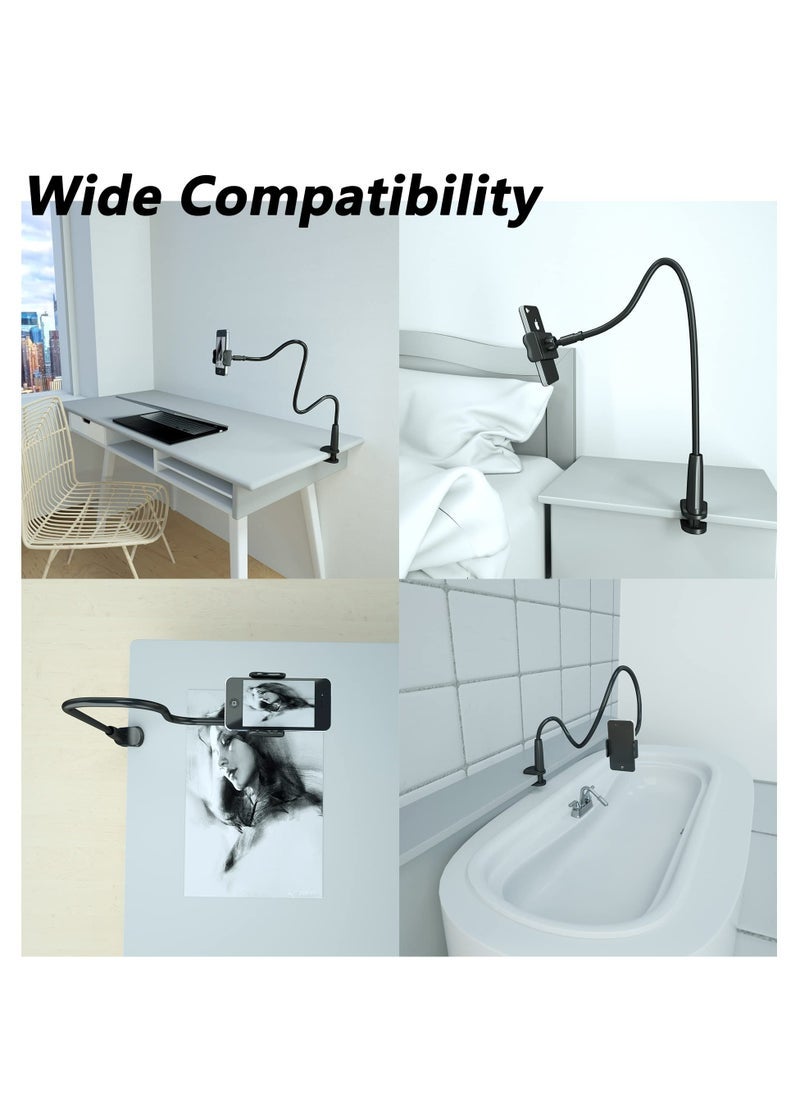 ELTRAZONE - Cell Phone Clip Bed Stand Holder – Flexible Long Arm Gooseneck Mount with Grip Clamp, 360° Adjustable Rotation, Desk & Bedside Stand, Compatible with iPhone 14 Pro Max/XR/X/8/7/6 & 3.5-7" Devices – Sturdy, Hands-Free Viewing - Image 1