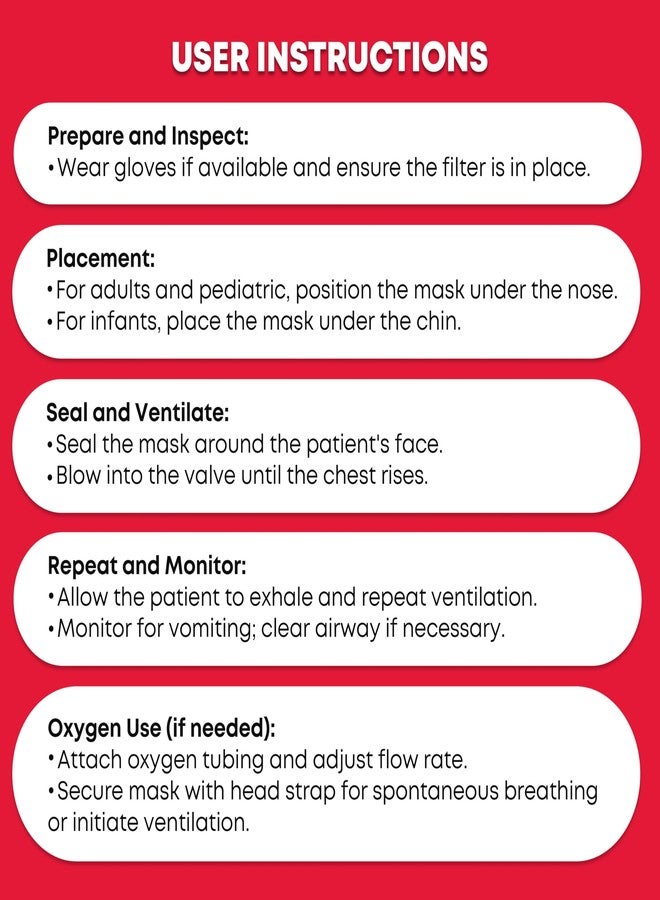 Ever Ready First Aid Adult and Infant CPR Mask Combo Kit - Includes 2 CPR Masks with One-Way Valves, Pair of Vinyl Gloves, 2 Alcohol Prep Pads - Portable Emergency CPR Kit - Red - Image 4