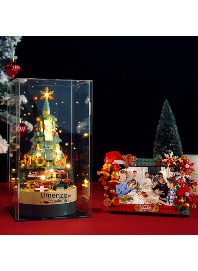 Tree Building Blocks Rotating Music Box Compatible Lego Building Blocks Building Blocks Chinese Toys Gift Ornaments-Color:Photo Frame【163pcs】  - Image 2
