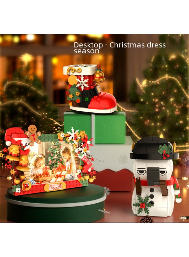 Tree Building Blocks Rotating Music Box Compatible Lego Building Blocks Building Blocks Chinese Toys Gift Ornaments-Color:Photo Frame【163pcs】  - Image 3