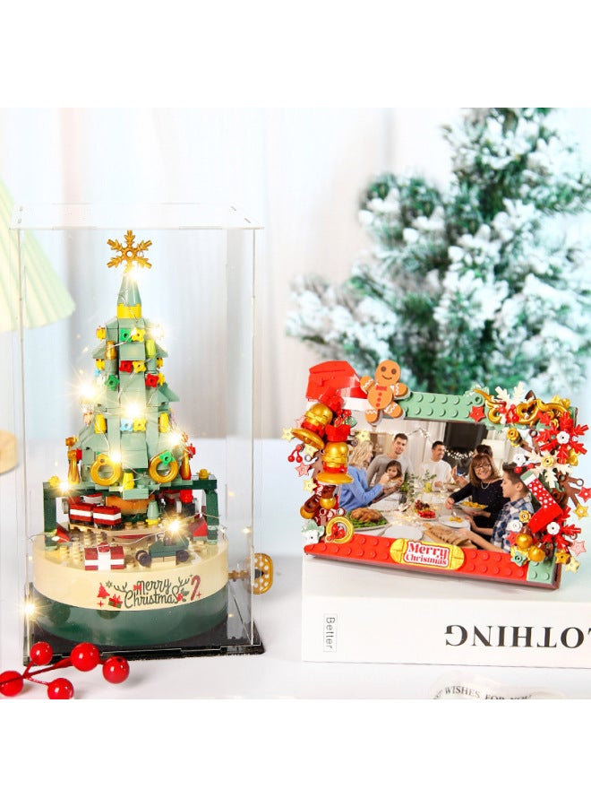 Tree Building Blocks Rotating Music Box Compatible Lego Building Blocks Building Blocks Chinese Toys Gift Ornaments-Color:Photo Frame【163pcs】  - Image 4