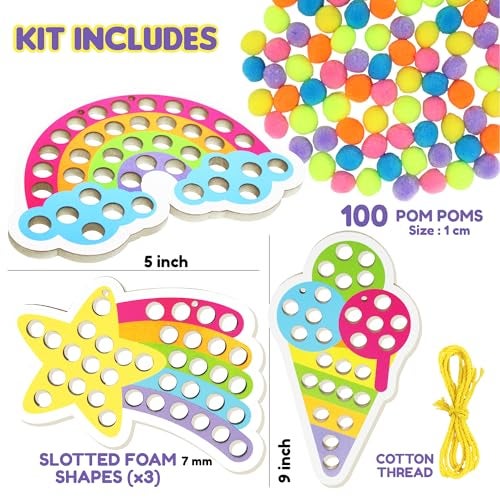 Kalakaram Pom Pom Creations | Color Matching & Sorting Activity Set for Kids | Colour Toys for Toddlers with Foam Shapes & Pom Poms, Learning Montessori-Sensory Toy, Gift for Boys, Girls Age 2-6 Years - Image 2