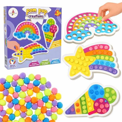 Kalakaram Pom Pom Creations | Color Matching & Sorting Activity Set for Kids | Colour Toys for Toddlers with Foam Shapes & Pom Poms, Learning Montessori-Sensory Toy, Gift for Boys, Girls Age 2-6 Years - Image 1