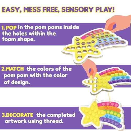 Kalakaram Pom Pom Creations | Color Matching & Sorting Activity Set for Kids | Colour Toys for Toddlers with Foam Shapes & Pom Poms, Learning Montessori-Sensory Toy, Gift for Boys, Girls Age 2-6 Years - Image 3