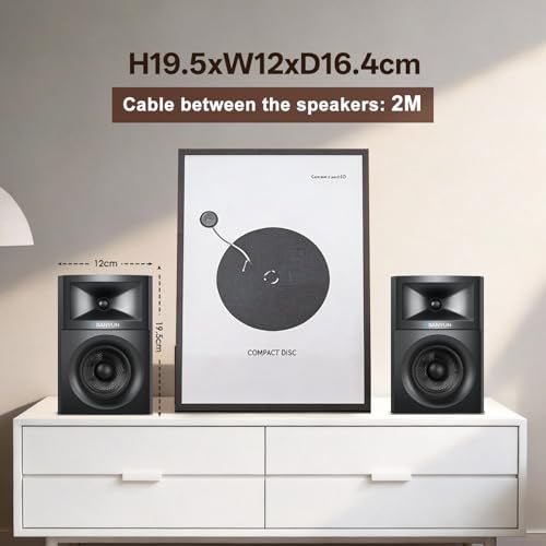 Sanyun SW203 2.0 Desktop Computer Speakers - Near-Field 3D Stereo with Vertical Imaging - 60W Triple-DSP Dual Independent Drive - 24bit USB-C DAC Bluetooth 5.4 AUX, HiFi PC Gaming (Pair, Black) - Image 3