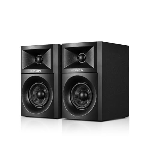 Sanyun SW203 2.0 Desktop Computer Speakers - Near-Field 3D Stereo with Vertical Imaging - 60W Triple-DSP Dual Independent Drive - 24bit USB-C DAC Bluetooth 5.4 AUX, HiFi PC Gaming (Pair, Black) - Image 1